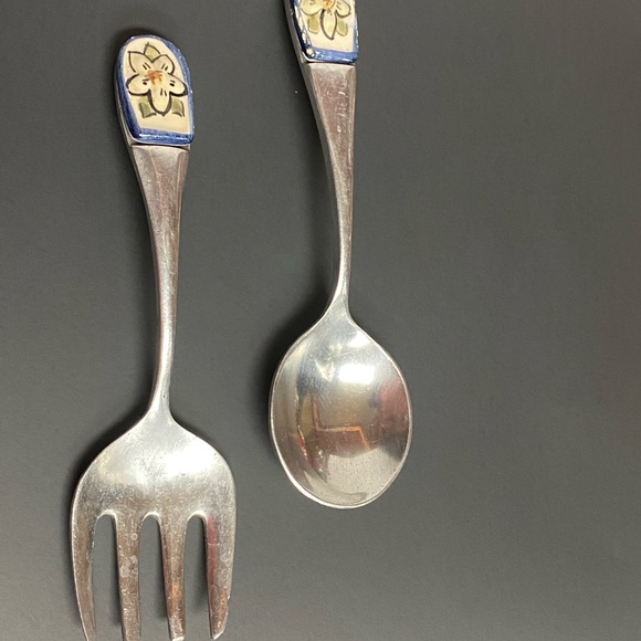 Aluminum Metal Salad Spoon Fork Serving Set - Picture 10 of 10